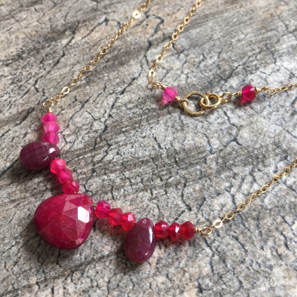Ruby Chalcedony Necklace Gold Fill - image 8